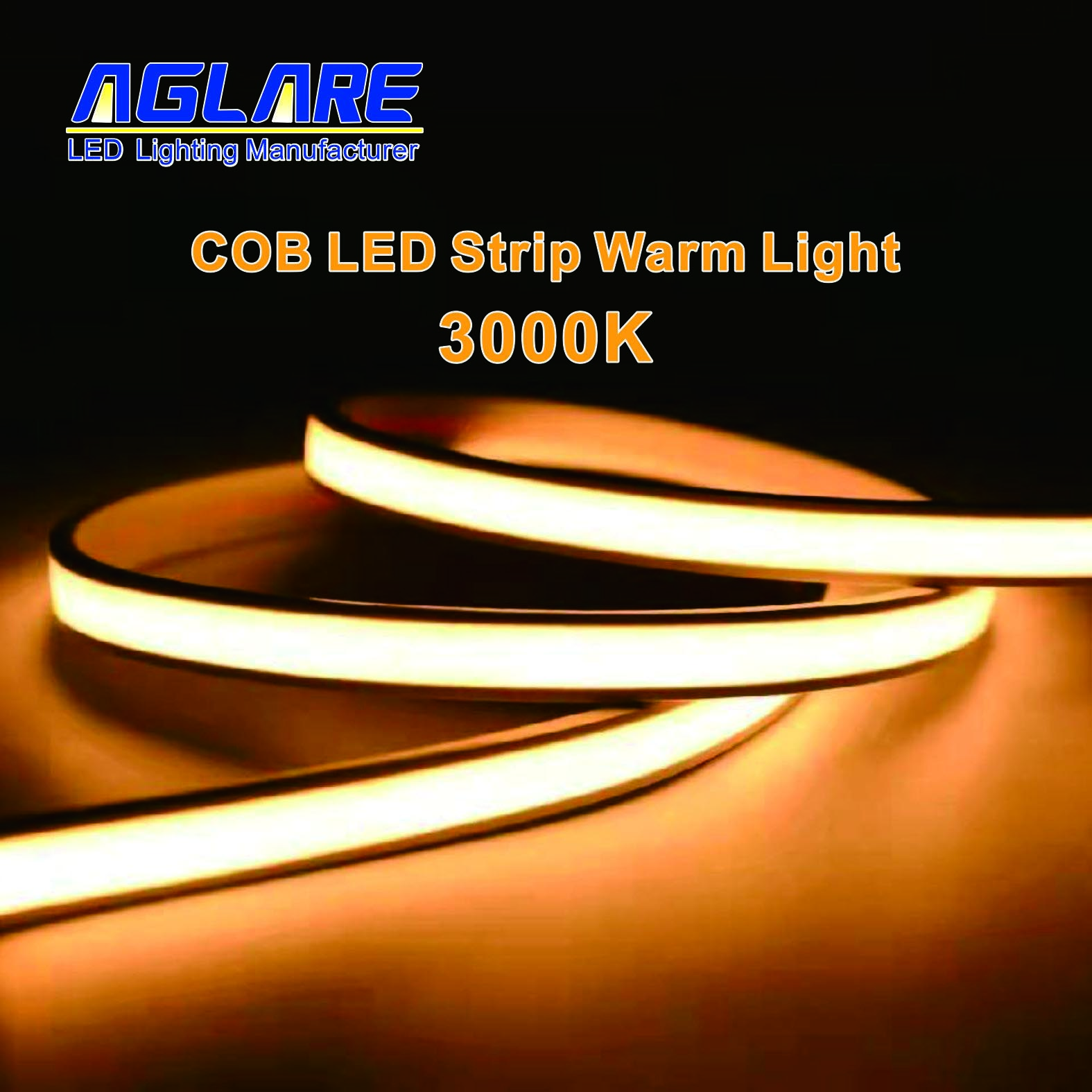 COB柔性暖黄灯带 24V暖光cob防水LED线性灯带线条灯